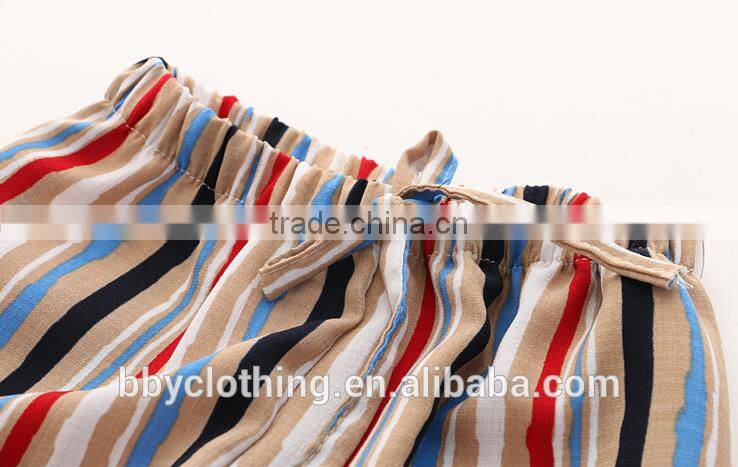 Baby trousers of 2-7 yearls old strip loose girls casual pants for summer