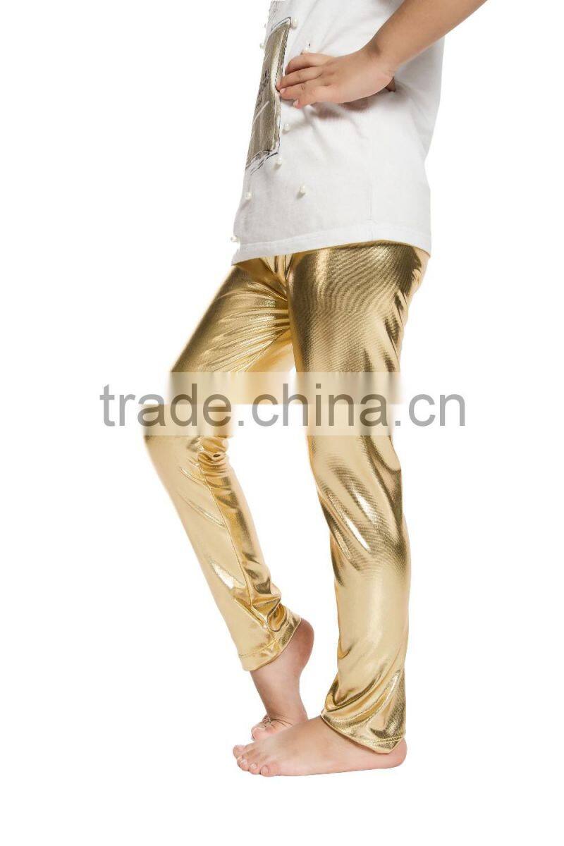 wholesale new style fall boutique girls pants fabric printed gold baby legging baby pants made in China 2016