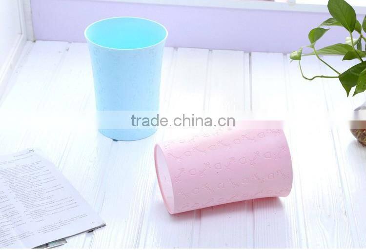 Plastic kichen waste bin office round blue and pink paper trash can