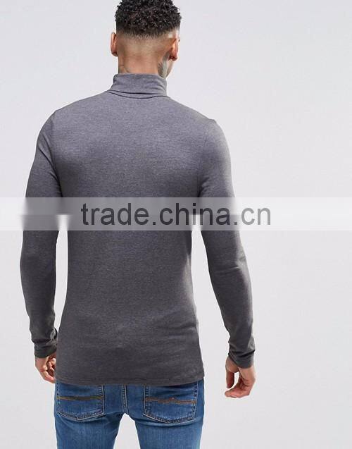 Men extreme muscle skinny fit roll neck long sleeve tee shirt OEM china manufacturers