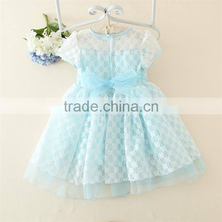 Hot selling cotton chiffon baby girl summer dress beautiful chinese dresses for children kid dresses blue