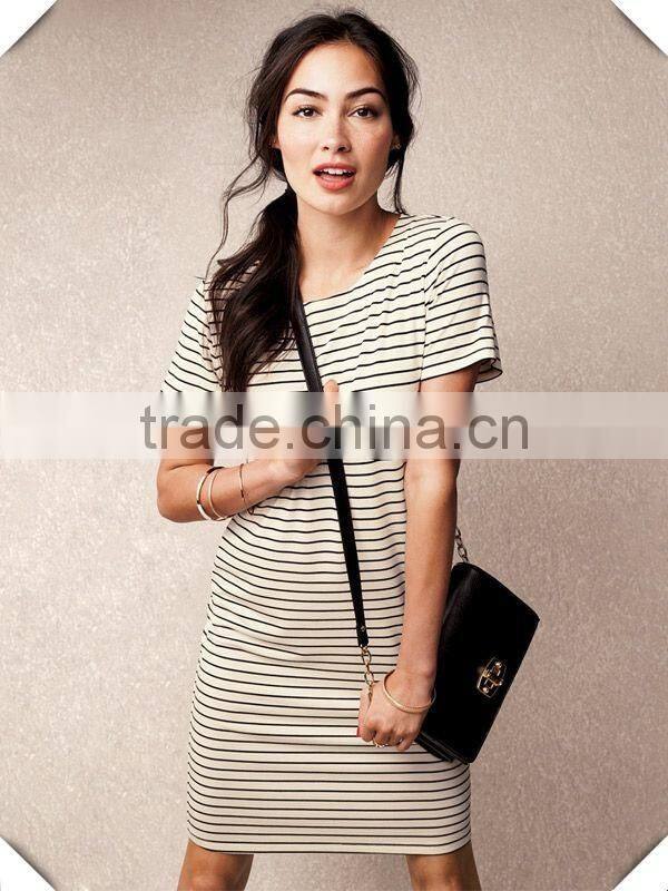 bulk wholesale Stripe Short Sleeve T-Shirt Dress custom for fashion girls streetwear women clothing for summer