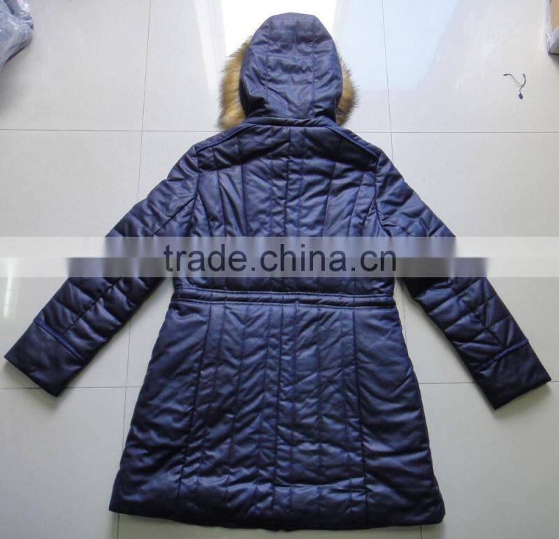 Women Fake Fur Hood Suede Winter Long Jacket