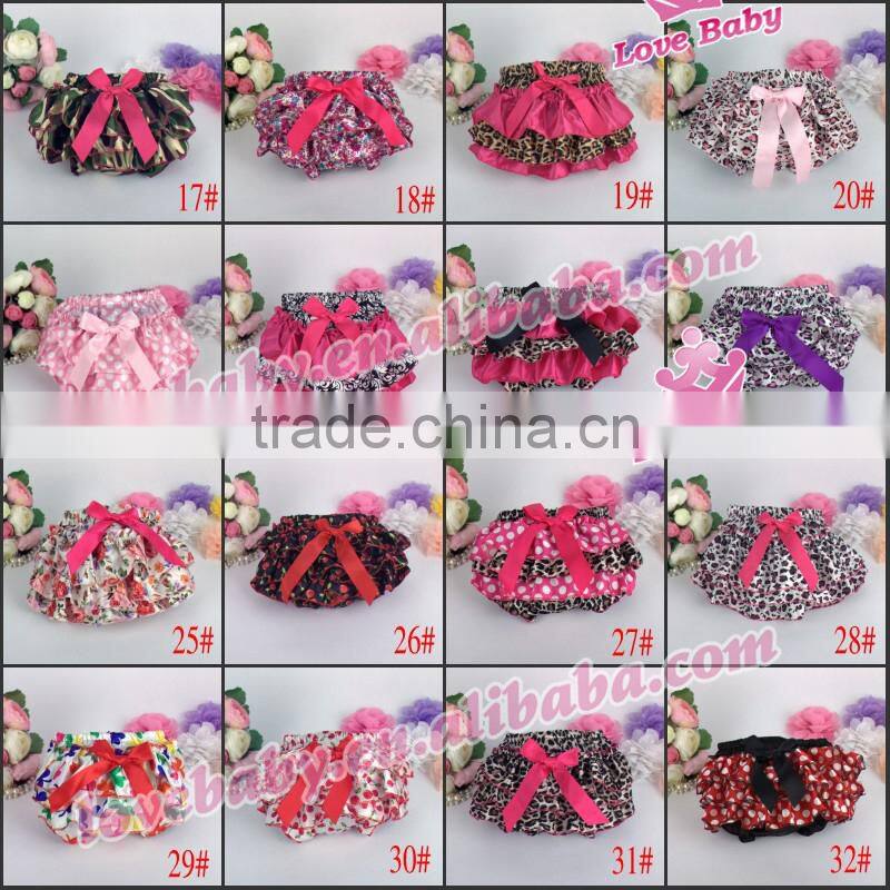 Wholesale Solid Color Baby Bloomers Fashional Satin Bloomers with Butterfly Knot