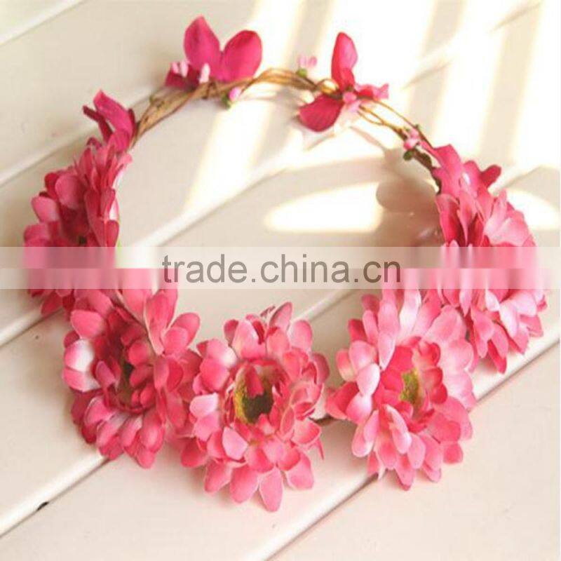 Wholesale Artifical Flora Bridal Headband Sunflower Head Wreath