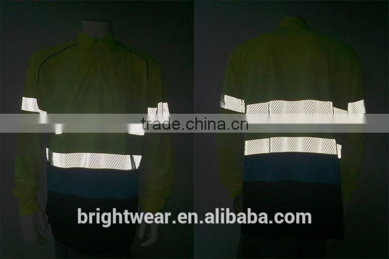 China factory contrast color reflective safety traffic high visibility polo shirt