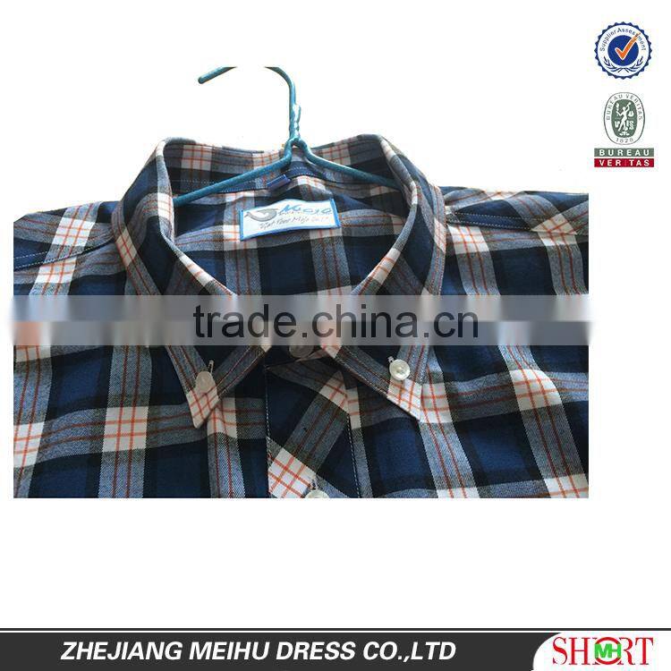 2016 High quality Custom men big check flannel shirt , men plaid casual shirt