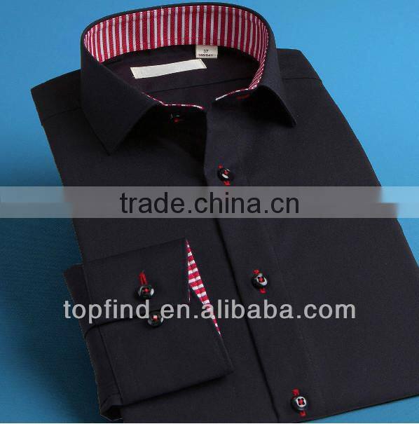 Men cutaway collar solid color long sleeve dress Shirts with cheap price