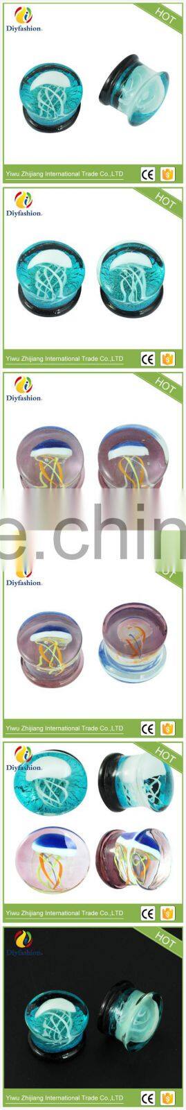 Hot sell high quality comfortable glass Marine jellyfish auricle ear plug