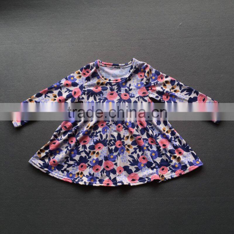 Wholesale Little Girls Frock Design Cotton Dress Long Icing Ruffle Sleeves Fall Clothes For Kids