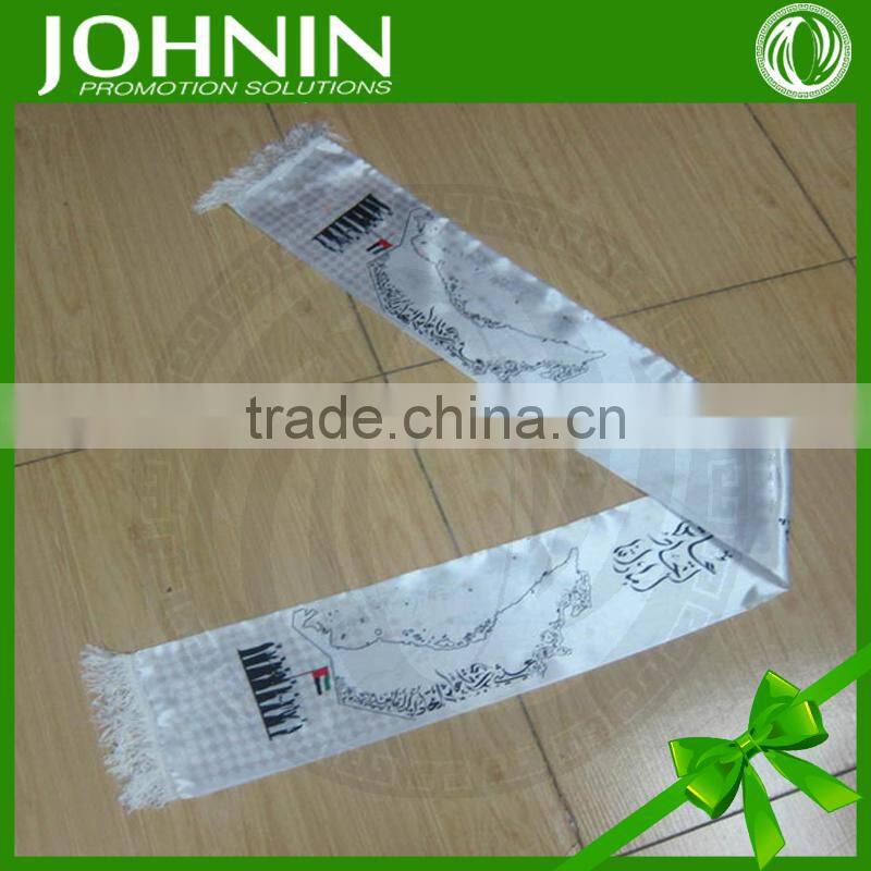 Fast shipping promotional printed UAE National Day satin scarf