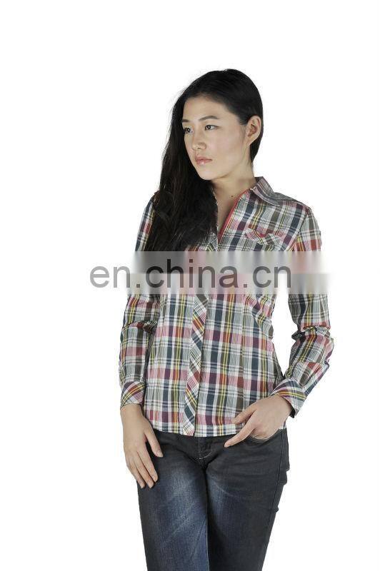 2015 woman fashion plaid shirt