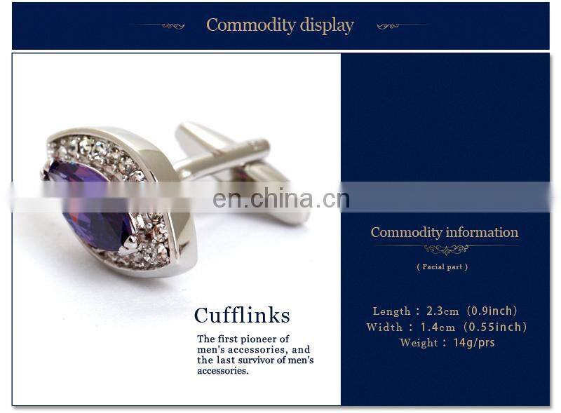 Elegant Purple Crystal Cufflinks Sliver Cufflink