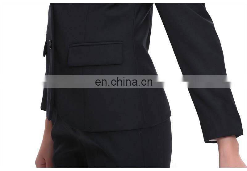 Brand Quality Slim Fit 100% Polyester Customized Color Size 2 pieces Plus Size Ladies Black Formal Pant Suits Manufacturer