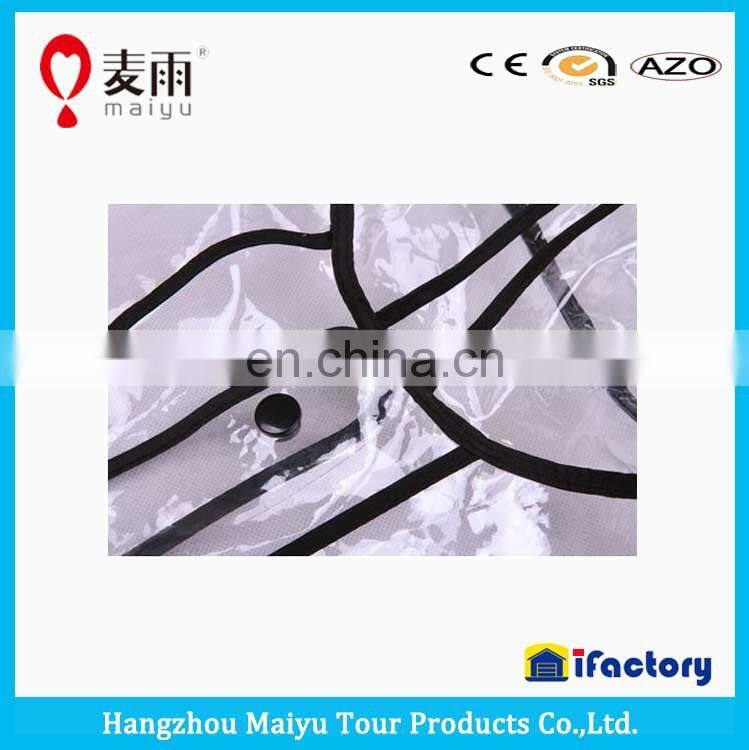 Maiyu transparent recyclable rain poncho with black trim