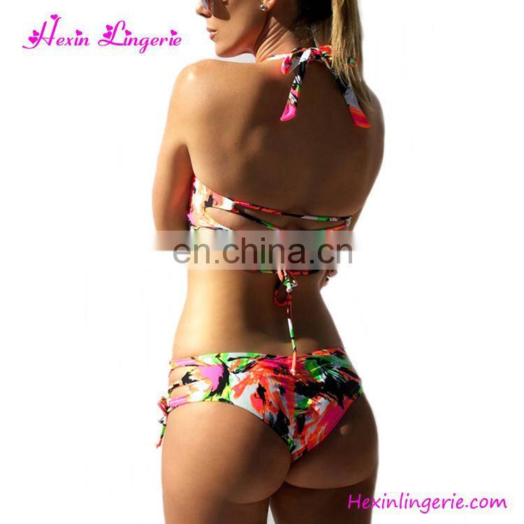 Wholesale No Moq Green Beach Open Beautiful Printed Woman Saxi Bikini