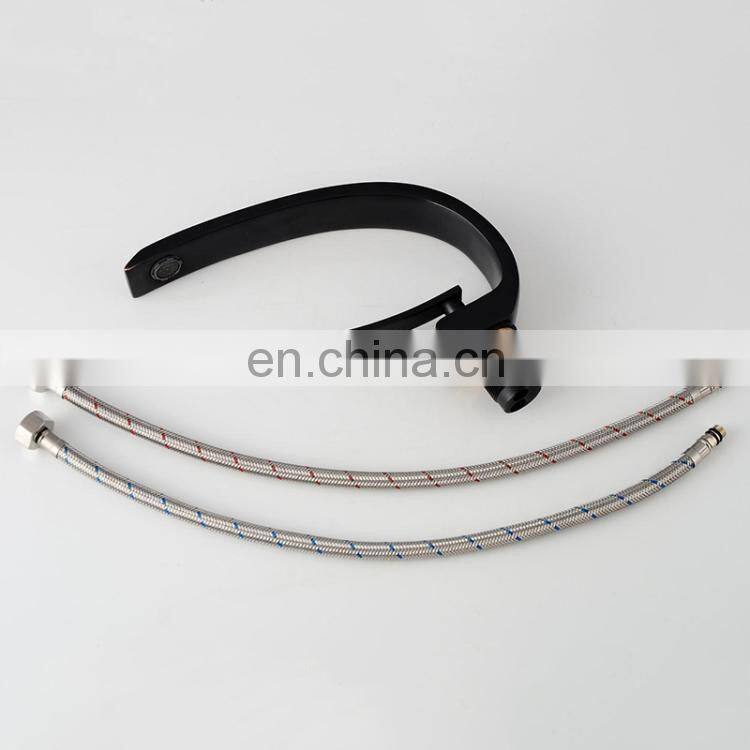 Hot Brass Cool Black Flat Curve Faucet Mixed Water Tap Hotel
