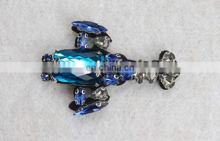 Beautiful blue beaded rhinestone shrimp patch
