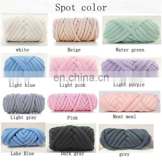 Hot Sale Fast Shipping Colorful Super Chunky Giant Yarn For Hand Knitting/ Knot Pillow/DIY Chunky Tube Yarn
