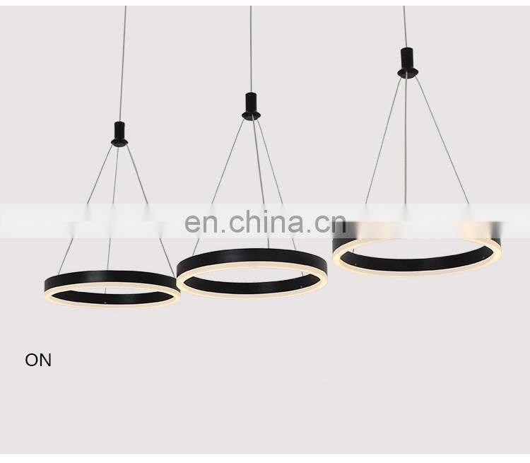 Restaurant chandelier three head simple modern restaurant lamp creative art LED strip dining room lamp black table lamp