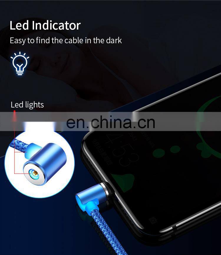 2020 New product Hot wholesale Flowing Light Magnetic Charging Cable Cellphone Fast Micro USB Cable Charger Data Cable Line