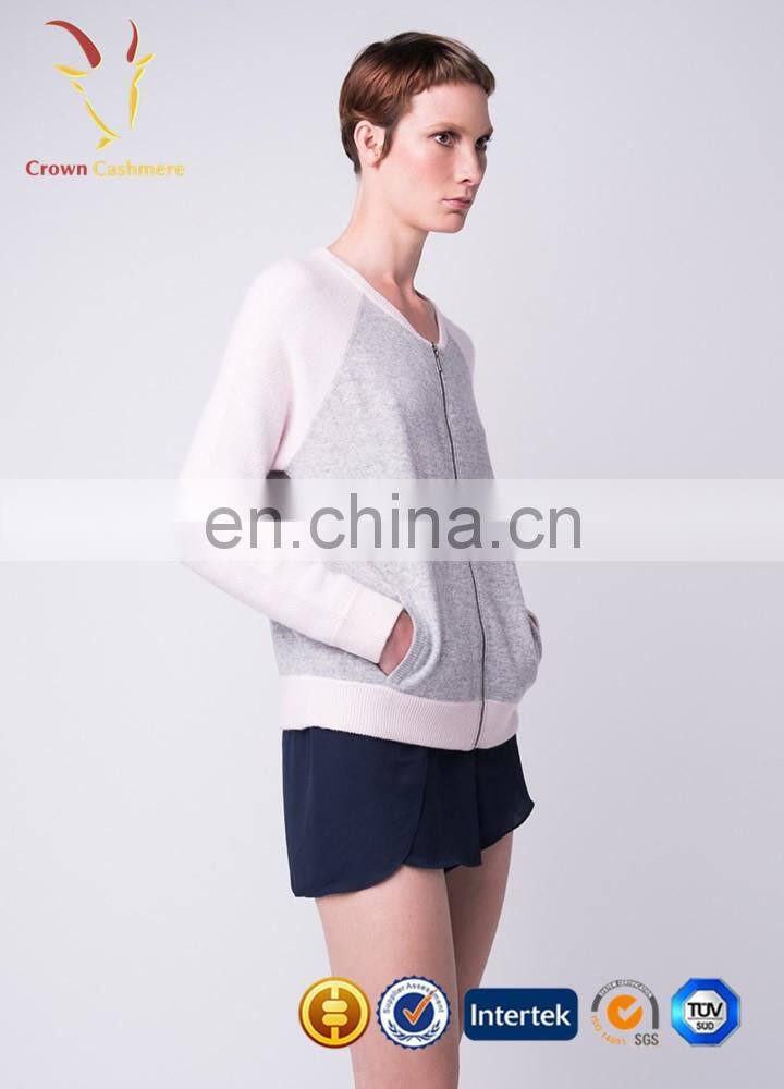 Ladies raglan sleeve knitted cardigan jacket with zipper