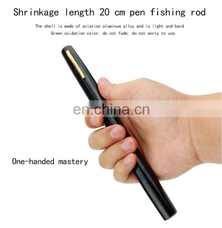 Balight Portable Pocket Telescopic Mini Fishing Pole Pen Shape Folded Fishing Rod With Reel Wheel