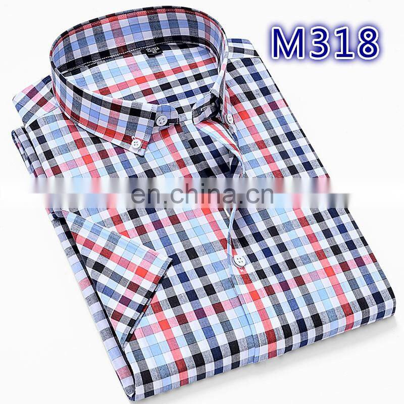 Classic simple men's casual cotton plaid shirt boys fashion brand wild check short sleeve shirt plus size clothes