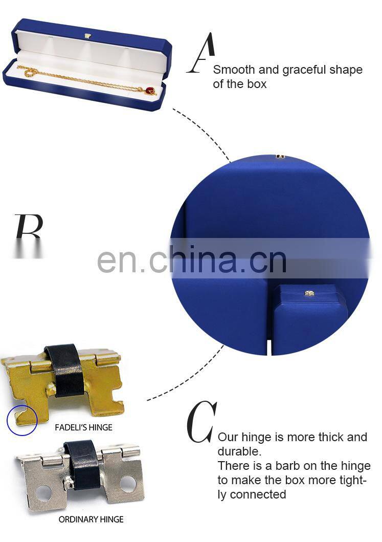 Luxury Fadeli Newest Pu Leather Led Jewelry Packaging Box Bracelet Box