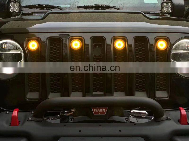 Offroad grille light for Jeep Wrangler JK 16-17 yellow shell yellow light ABS grille foglight car body parts light