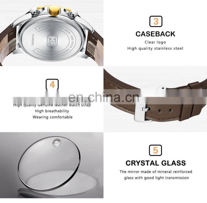 MINI FOCUS MF0336G Fashion Quartz Wristwatches Brand Luxury Men Watches Stainless Steel Leather Strap Sport Watches