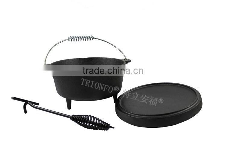 TRIONFO hot sale pre-seasoned cast iron camping stock pot