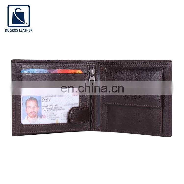 Anthracite Fittings Fashion Style Hot Selling Genuine Leather Women Wallet for Men