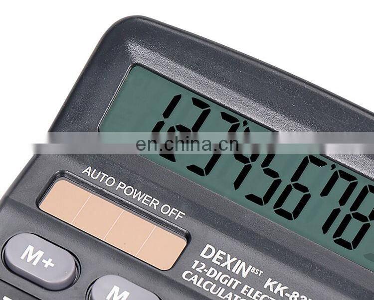 Factory Supply Original Dexin 12 Digit Dual Power Desk Real Solar Energy Cheap Two Power AA Battery Desktop Office Calculator