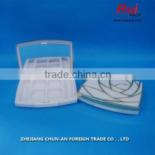 hot sale eye shadow case with mirror cap,cosmetic container suqare eye shadow case