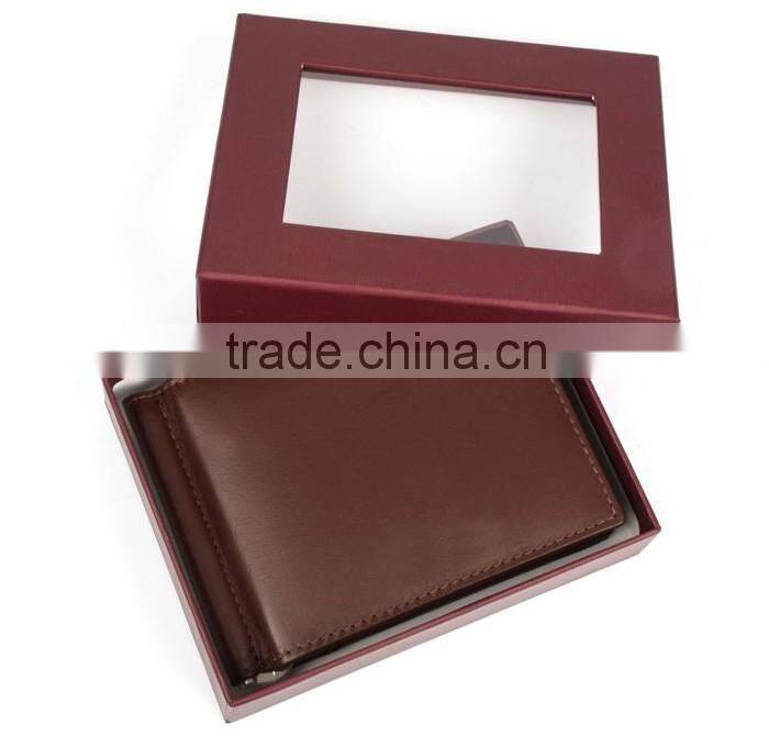 Genuine leather bifold money clip wallet premium leather money clip with card slots