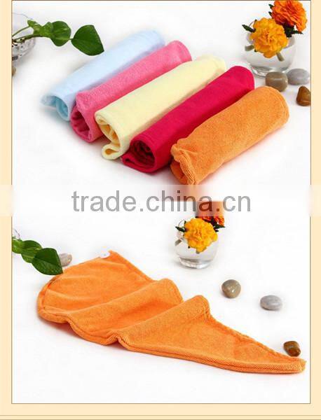 Strong absorbent wearable microfiber bath shower spa cap customized plain dyed bath cap set