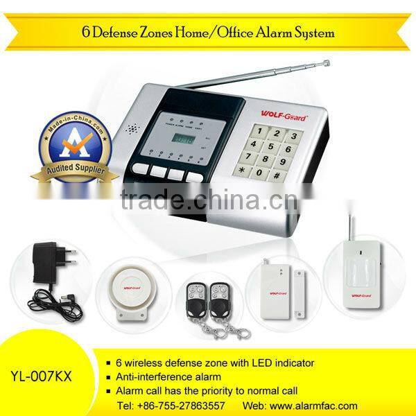 House security prodcuts PSTN telephone line wireless anti intrusion alarm systems with Passive infrared motion sensor