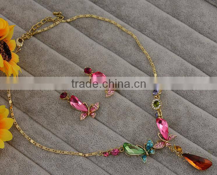 Classic Wholesale Fashion Jewelry Handmade Mix Color Crystal Jewelry Set