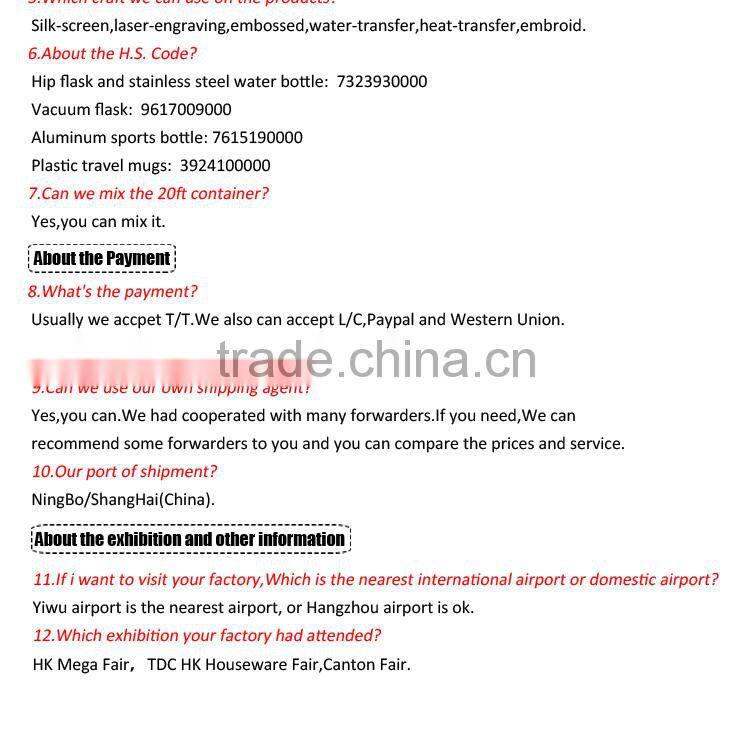 promotional 6oz stainless steel whisky liquor bottle