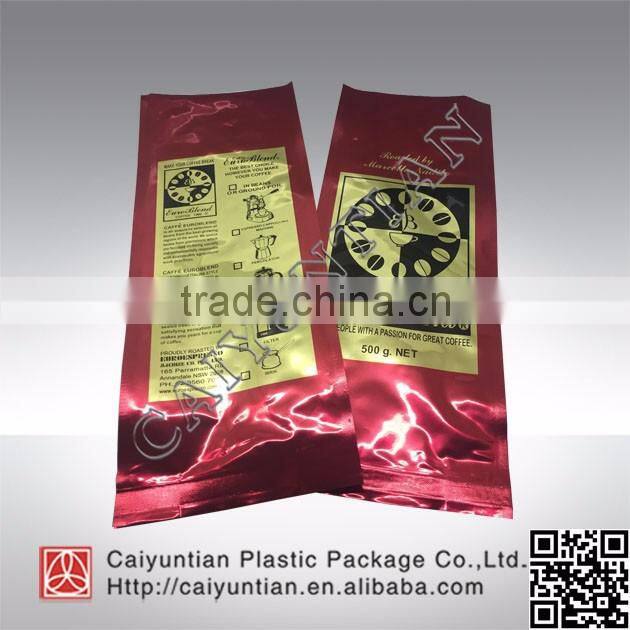 customized printing side gusset with foil coffee packing bag with valve