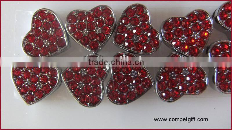 Factory Direct Supply of Encrusted with Diamonds 10MM Wear Jewelry Slider Heart Charms