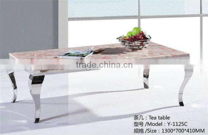 Modern style square marble top stainless steel frame dining table