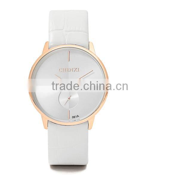 2016 Men Quartz Stainless Steel Back Geniune Leather Wrist Watch