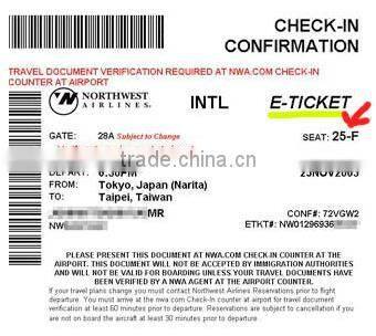 printing direct boarding pass card and luggage tag