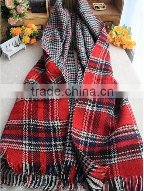 Wholesale Colorful Plaid Checked Wool Winter Ladies Shawl