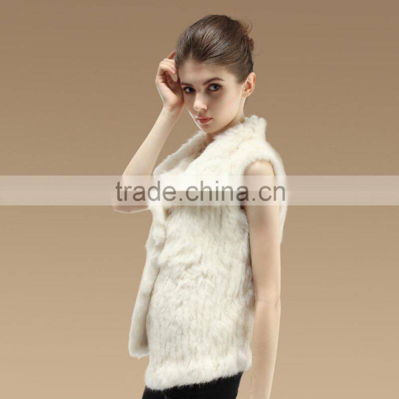 Wholesale 2015 Irregular Style Charmful Real Women Knitted Rabbit Fur Vest