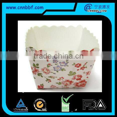 Greaseproof paper square cake cup for muffin cake with customized printing