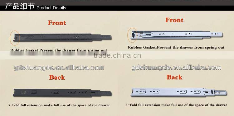 42mm 3 fold ball bearing drawer slide parts for bedroom drawer slide