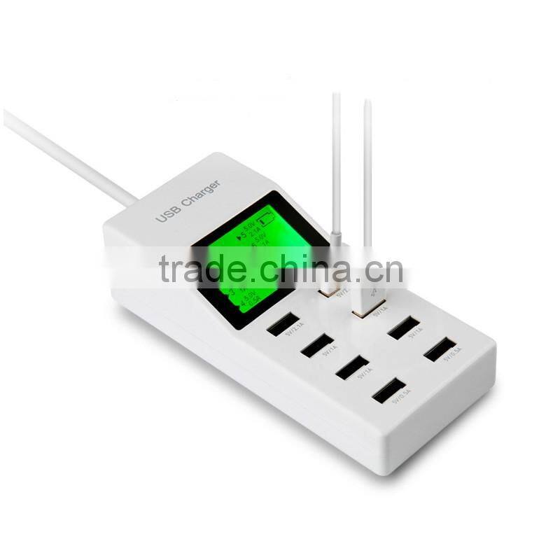 Universal 8 USB Port Display Screen US EU UK Plug Travel AC Power Adapter Socket Smart Wall Charger For Cell Phone Tablet Camera